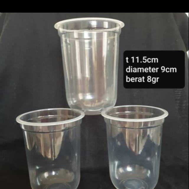 U CUP / GELAS PLASTIK PP OVAL 16 OZ / GELAS BABA ISI. 50PCS