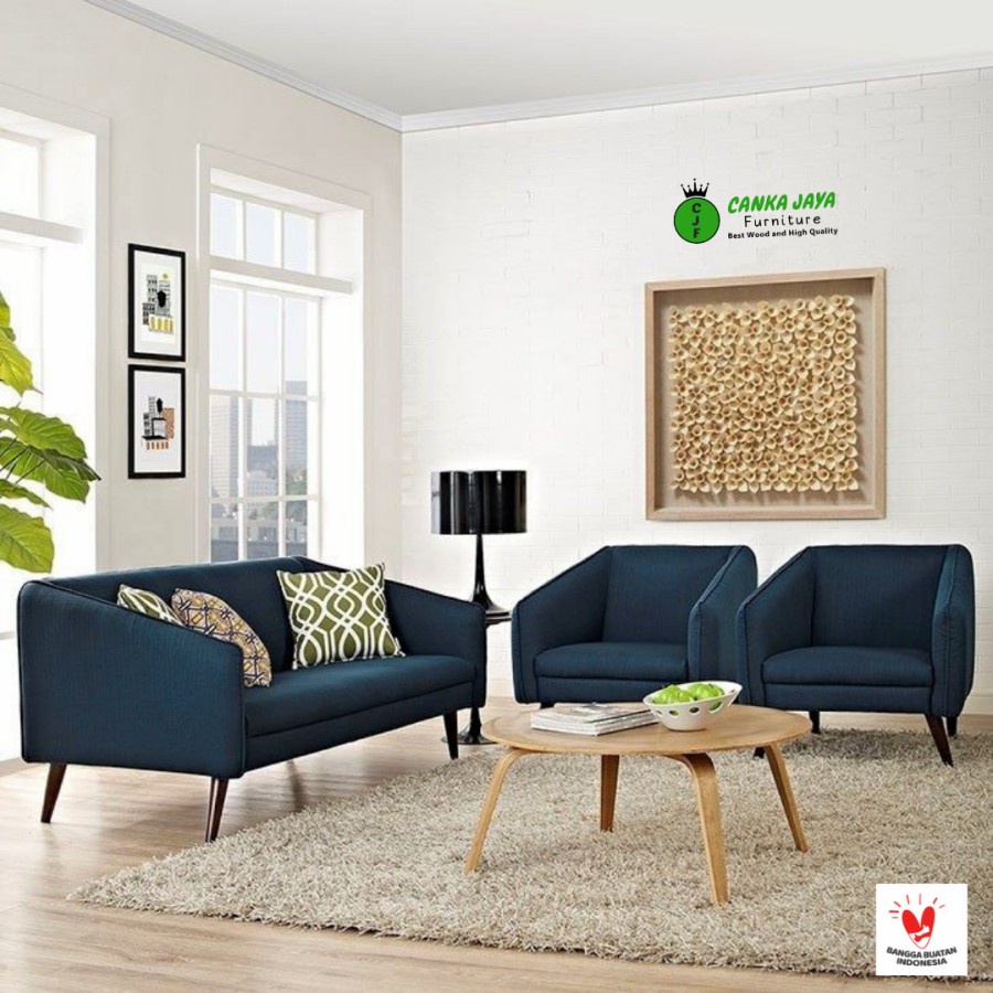 CANKA Azure - Satu Set Kursi Ruang Tamu Minimalis Modern Sudut Sofa