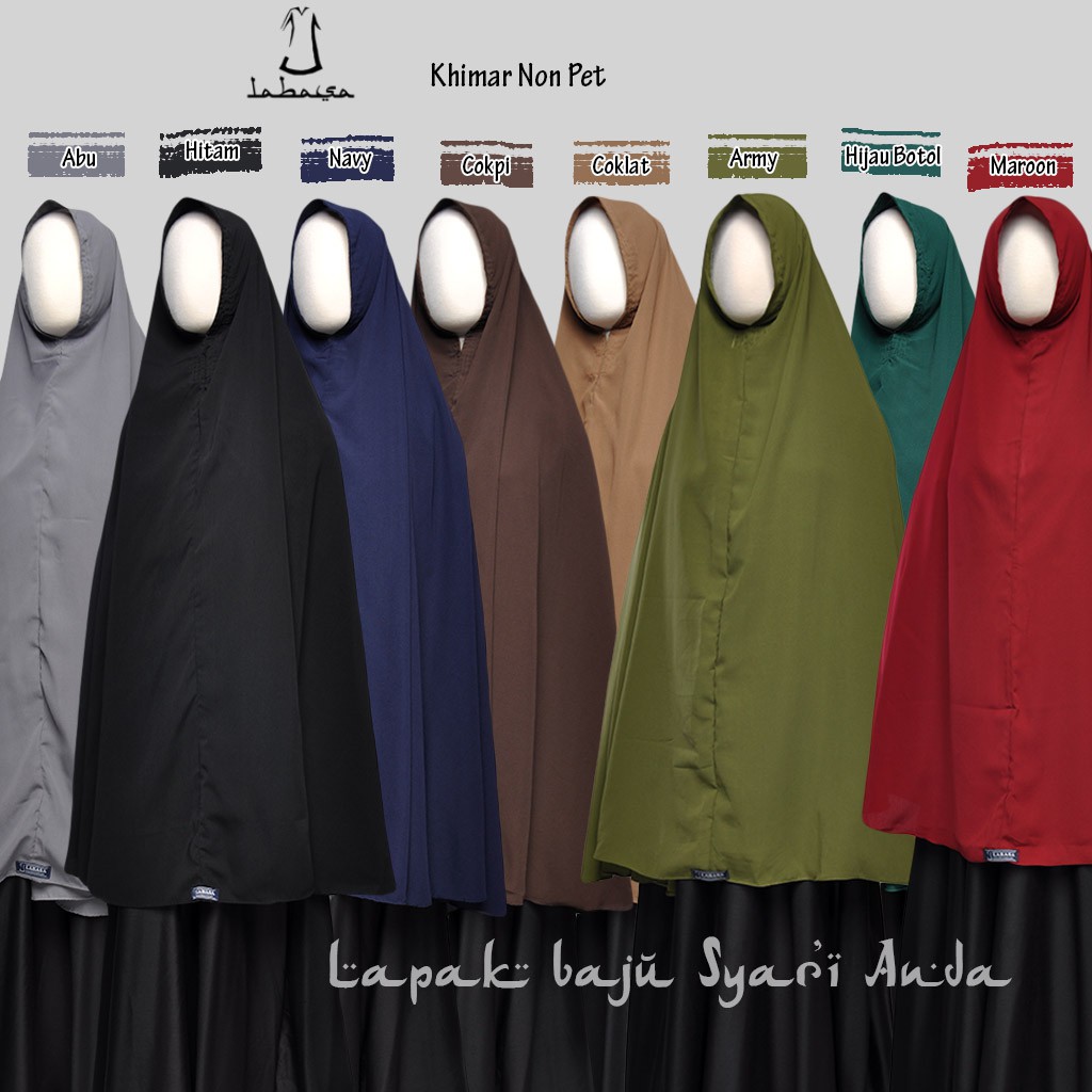 Labasa Khimar Jumbo Non Pet XL Wolfis Sebetis Aneka Warna | Bisa COD