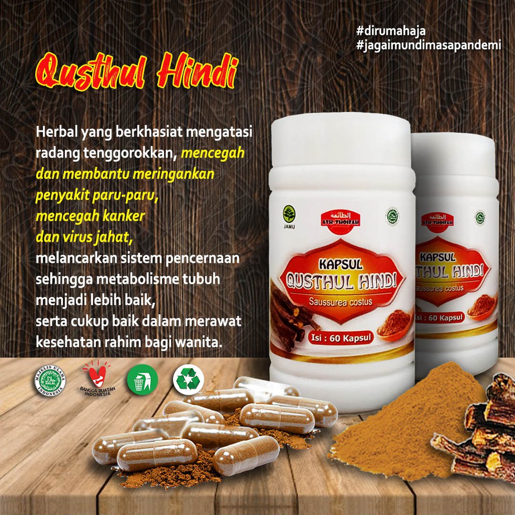 Kapsul Qusthul Hindi Ath Thoifah Isi 60 Imunitas Radang Paru Paru Asma Virus Dll Shopee Indonesia