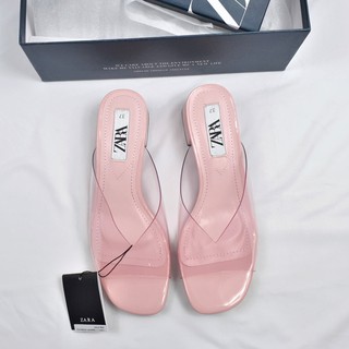  Zara  Vinyl Pinkish Transparan  Heeled Sandal  Shopee Indonesia