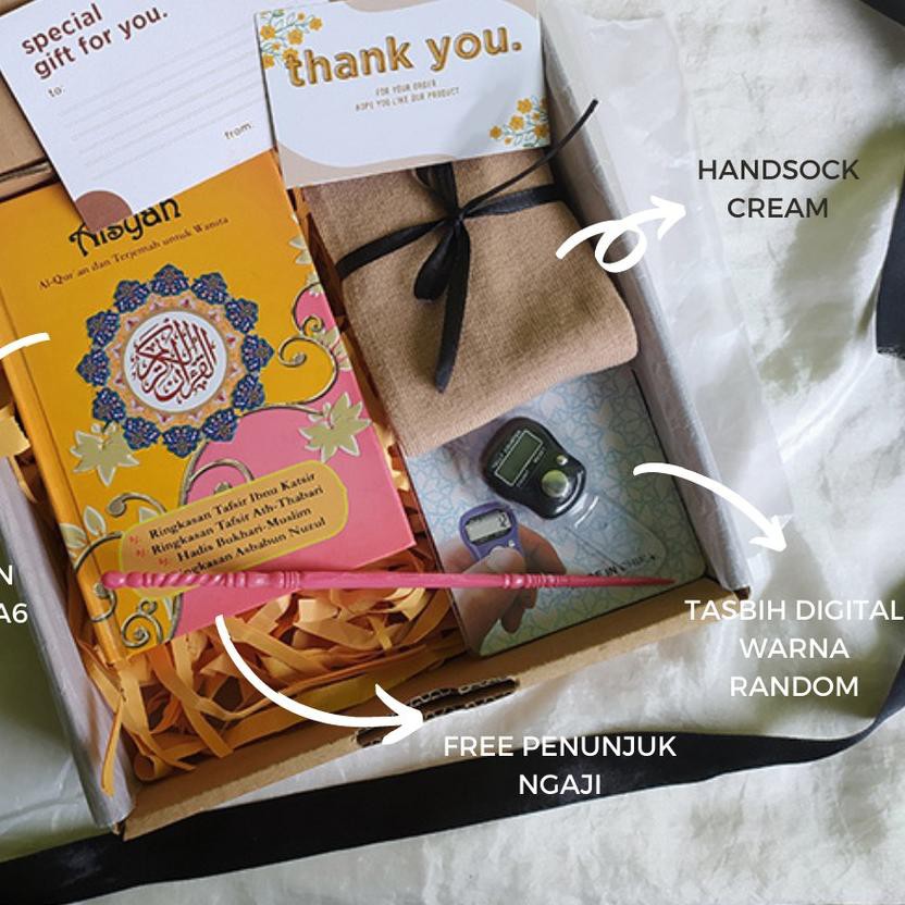 

☇ Hampers Hadiah Kado Gift Box Muslimah Cewek Quran Handsock Murah Lebaran, Ulang Tahun, Graduation