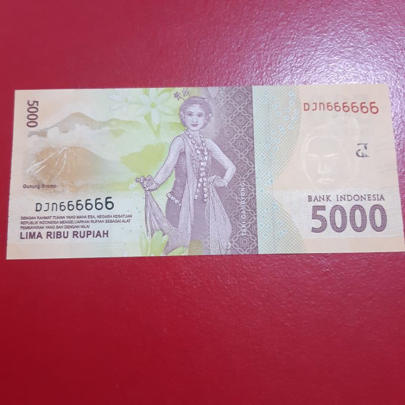 Uang Kertas Kuno 5000 Rupiah Idham Chalid Tahun 2016 Nomor Cantik Solid 6