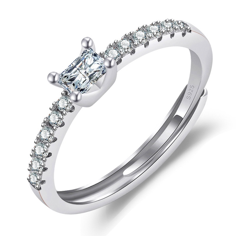 Cincin 925 Sterling Silver Bentuk Bulat Aksen Zircon Gaya Klasik Untuk Wanita