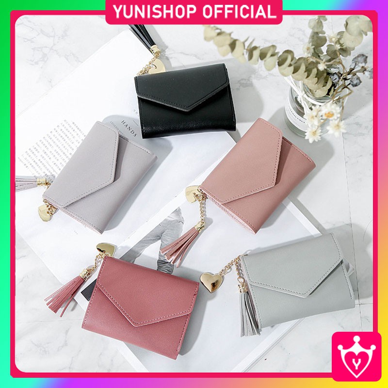 Dompet Import Wanita Lipat Simple Cantik Lucu / Dompet Lipat Pendek Wanita Motif Rumbai TS-12