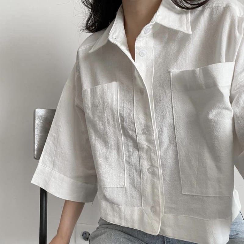 Kemeja Crop Linen Kemeja Linen Kemeja Crop Linen Oversize