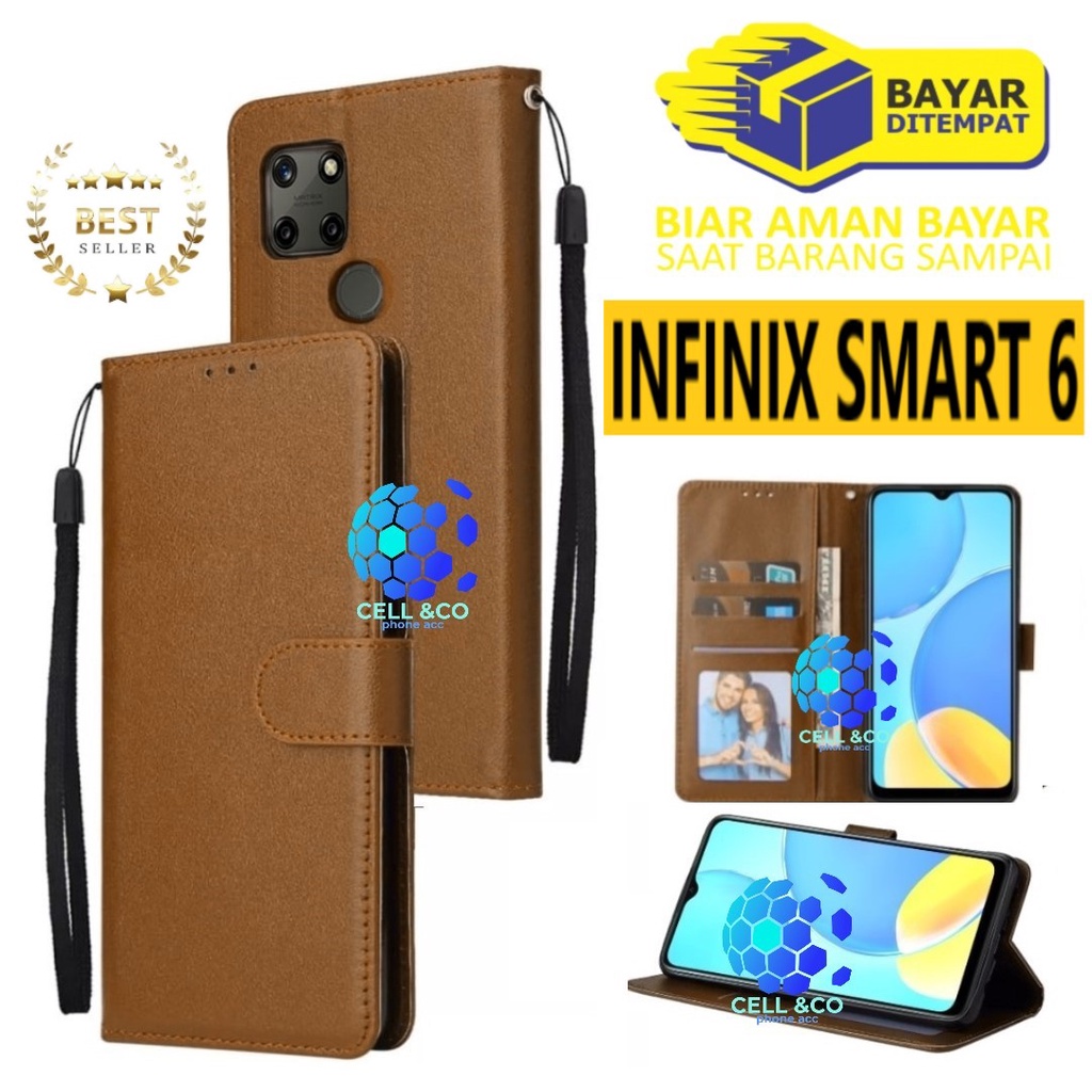 NEW INFINIX SMART 6 CASE FLIP LEATHER WALLET PREMIUM FLIP CASE BUKA TUTUP KESING HP CASING FLIP CASE WALLET INFINIX SMART 6