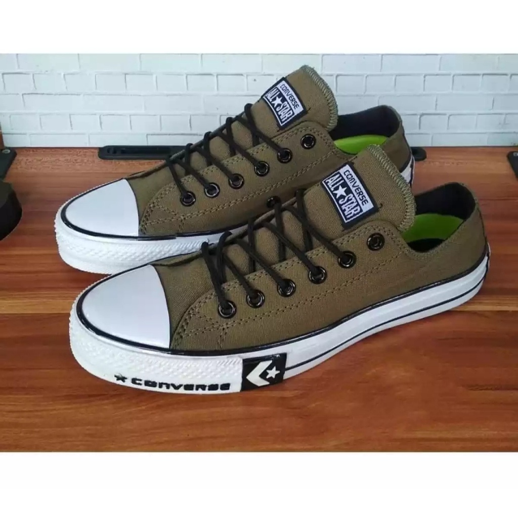 Sepatu Pria Converse allstar CT Low Coklat Chuck Taylor 70s Original Conversee Terbaru Limited edition Converse Terbaru 2022 Sepatu Sneakers Terbaru Converse  Chuck Taylor ll low pendek army black ox white