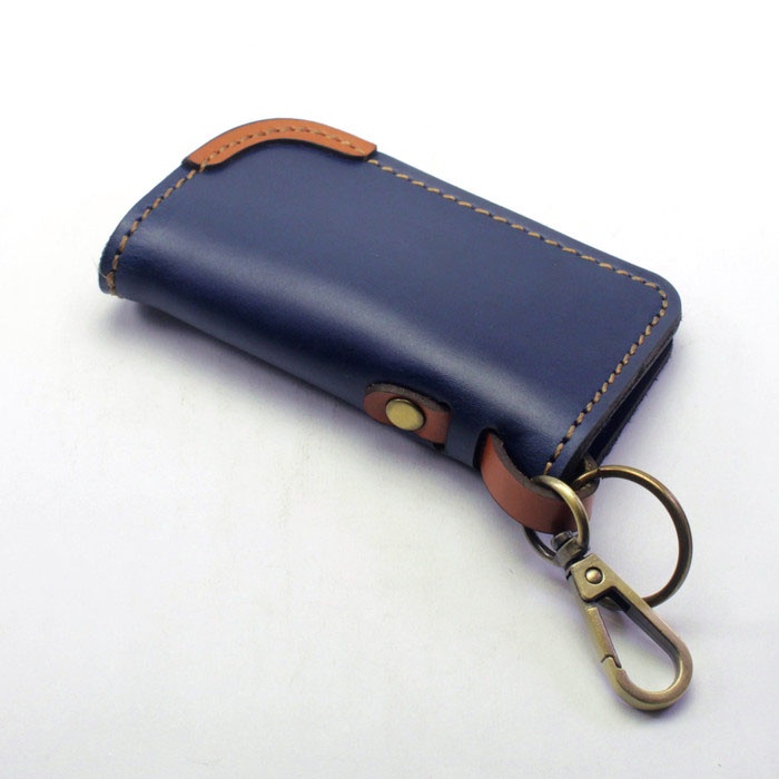 Dompet STNK Mobil Motor kulit asli key chain Biru