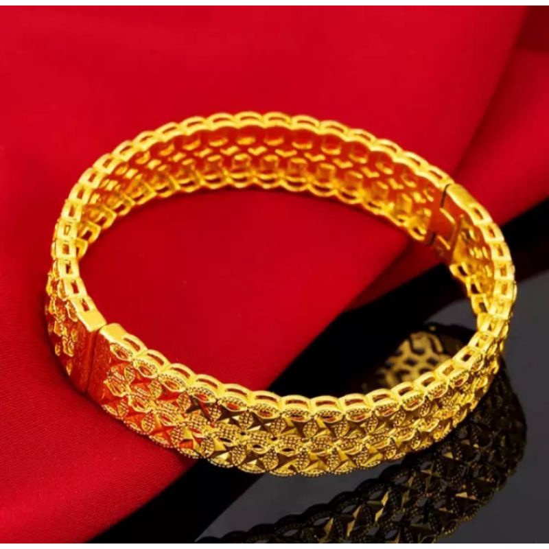 Gelang Tangan Wanita Dewasa Imitasi Emas Bahan Titanium Tahan Lama dan Anti Karat