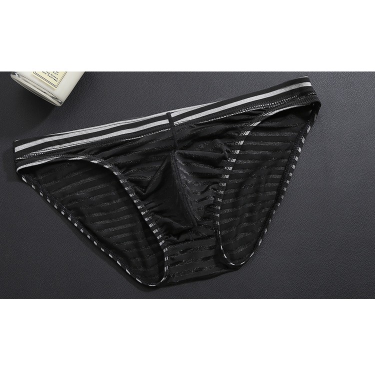 Celana Dalam Pria Sexy low Waist transparan Garis-garis Stretch G String Men's Panties Y038