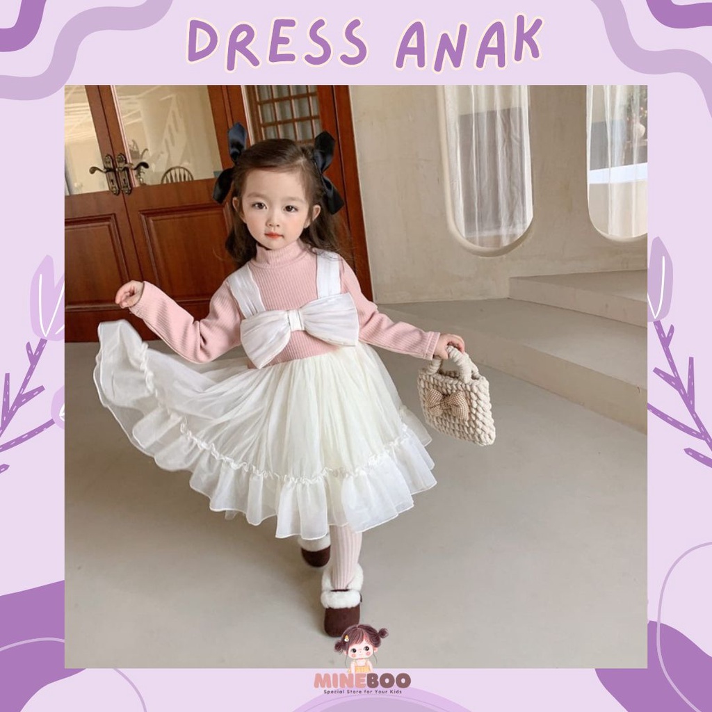 mineboo 1 - 4 Tahun | AUDREY EBV Rose Dress Korean - Gaun Baby Korea Style Import premium Overall Dress Anak Perempuan Gaun anak import