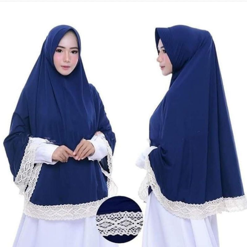 (COD) KERUDUNG JUMBO BERGO MADINAH RENDA MURAH || JILBAB JUMBO RENDA BESAR || KHIMAR SYAR'I