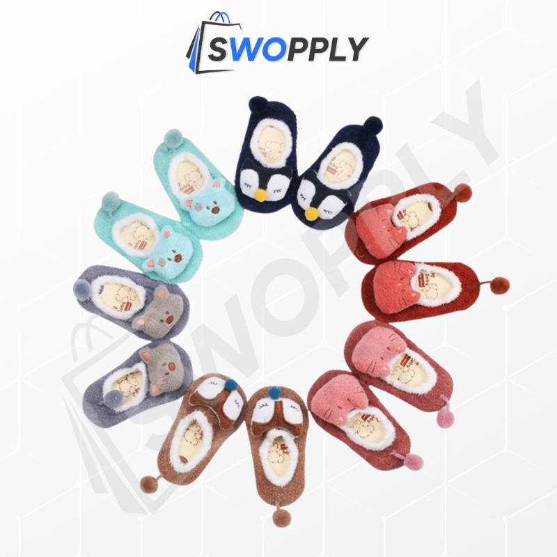 Swopply KS02 Sepatu Bayi Bulu Karakter Sepatu Anak Motif  Prewalker Baby Shock Animal