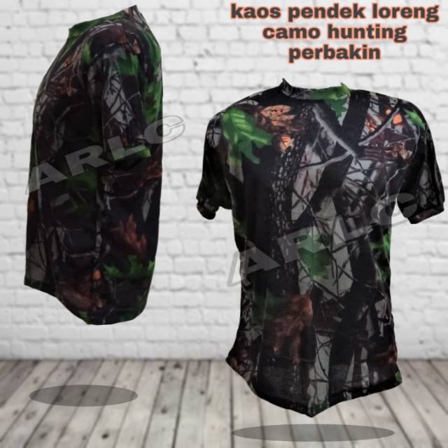 kaos pendek loreng perbakin/hunting/camo/kaos oblong daleman army military tactical outdoor