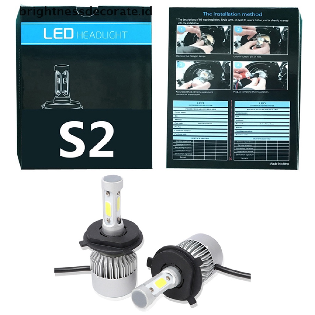 2pcs Lampu Depan Led H4 Hb2 9003 285000Lm 1950w High Power