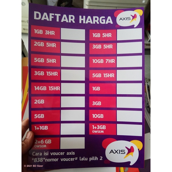 

Poster Harga A3 Axis bisa Di Hapus BA Design