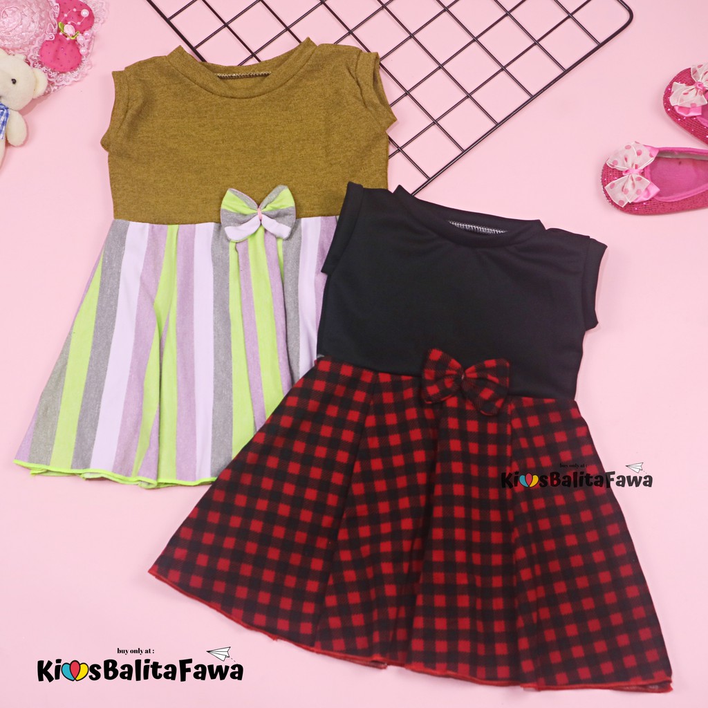 Dress Lala uk 3-12 bulan TYPE C / Dress Baby Perempuan Cewek Baju Batik Casual Pesta Gaun Polos Lucu