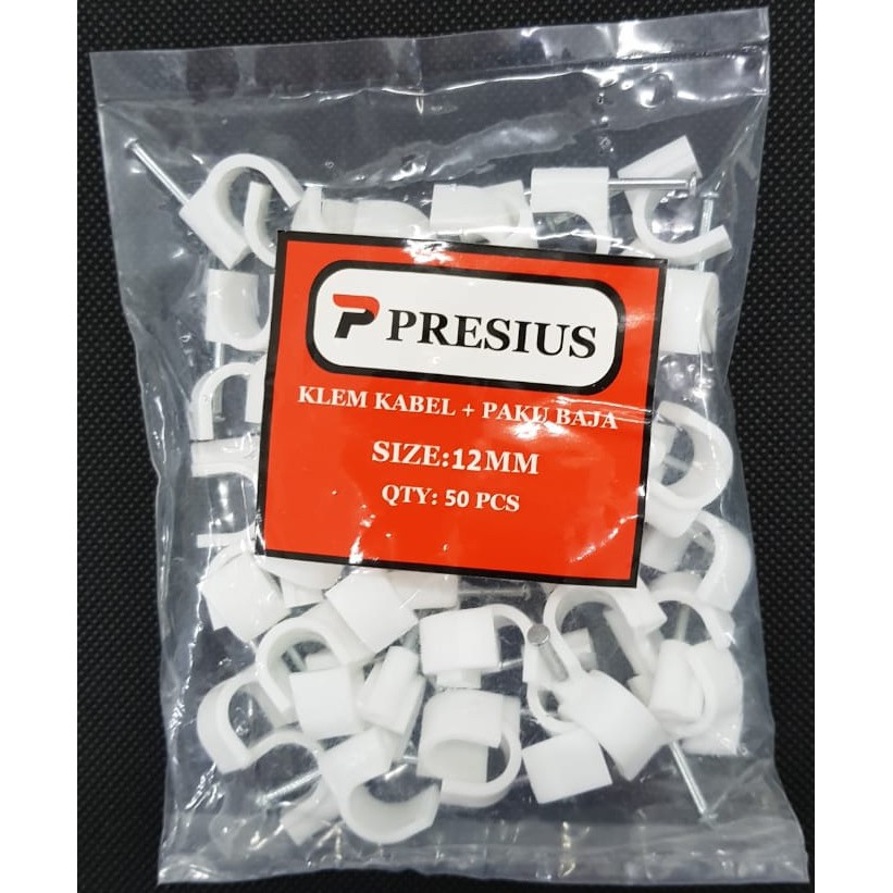 PRESIUS KLEM KABEL PAKU BAJA BETON NO 12 MM (HARGA GROSIR) ISI 50 PCS ASLI ORIGINAL 12MM