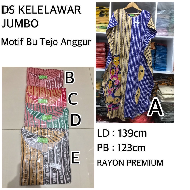 DASTER KELELAWAR JUMBO LOWO BATIK HAP SOLO LENGAN PENDEK TEDJO BU TEJO HOMEWEAR KALONG
