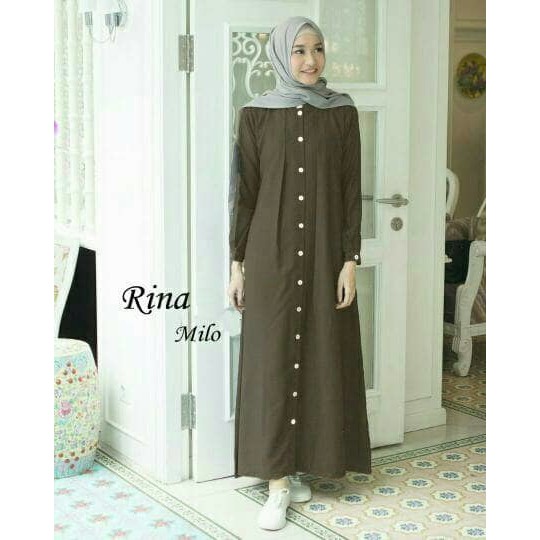 PALING DICARI  BAJU BUSANA MUSLIM GAMIS BALLOTELI RINA MAXI HITAM TANPA PASMINA.
