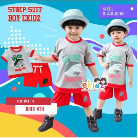 EKIDZ STRIP SUIT BOY SETELAN BAJU KAOS ANAK LAKI-LAKI / COWOK