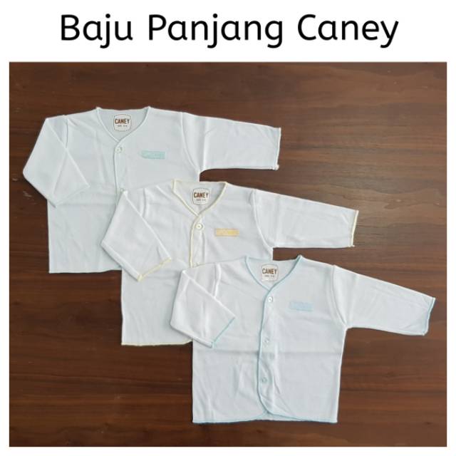 Baju Bayi Newborn Baru Lahir Lengan Panjang Putih Polos Caney