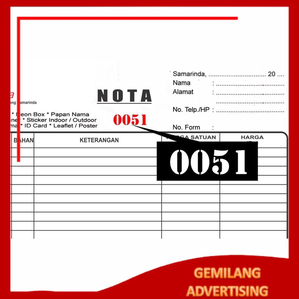 

buku NOTA + NOMOR URUT 1 warna