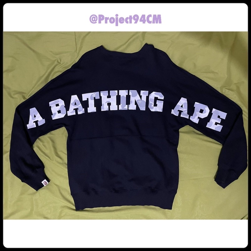 A Bathing Ape Back Print Navy Crewneck