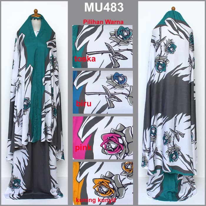 Mukena Bali Batik Unik Katun Rayon Dasar Putih MU483 - Pink