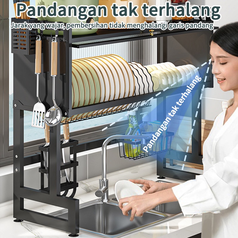 Rak Piring Wastafel Tertutup Rak Dapur Stainless Steel Dan Peralatan Dapur Kokoh Kuat