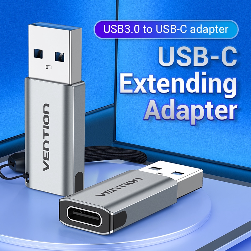 Vention USB 3.0 to Type C Adapter 5V 3A 5Gbps Male to Female Keychain Lanyard Nickel-plated USB Converter for Laptop