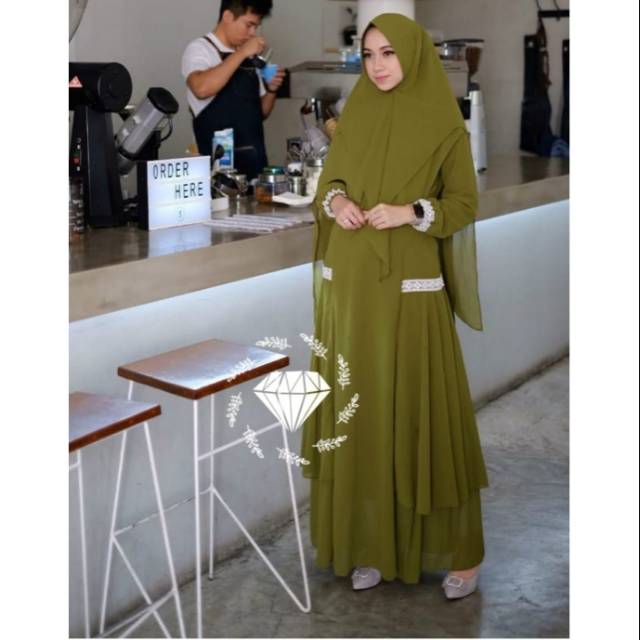 SYARI STEPHANI/  SET BAJU PAKAIAN MUSLIM WANITA / GAMIS DRESS FREE BERGO/JILBAB, FIT TO XL.