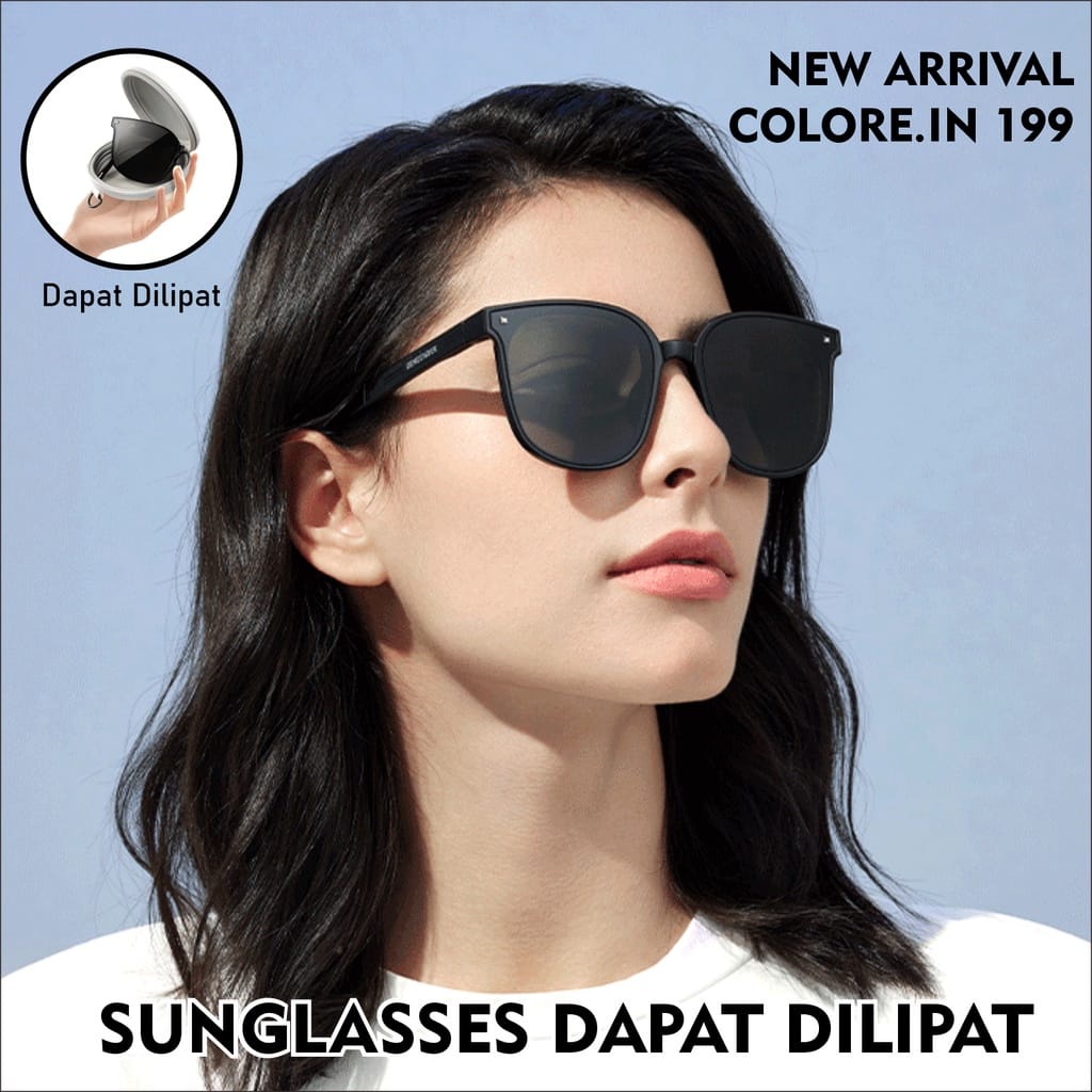 Super Online Kacamata Lipat Anti UV Sunglasses Foldable Gratis Tas Dan Kain Lap