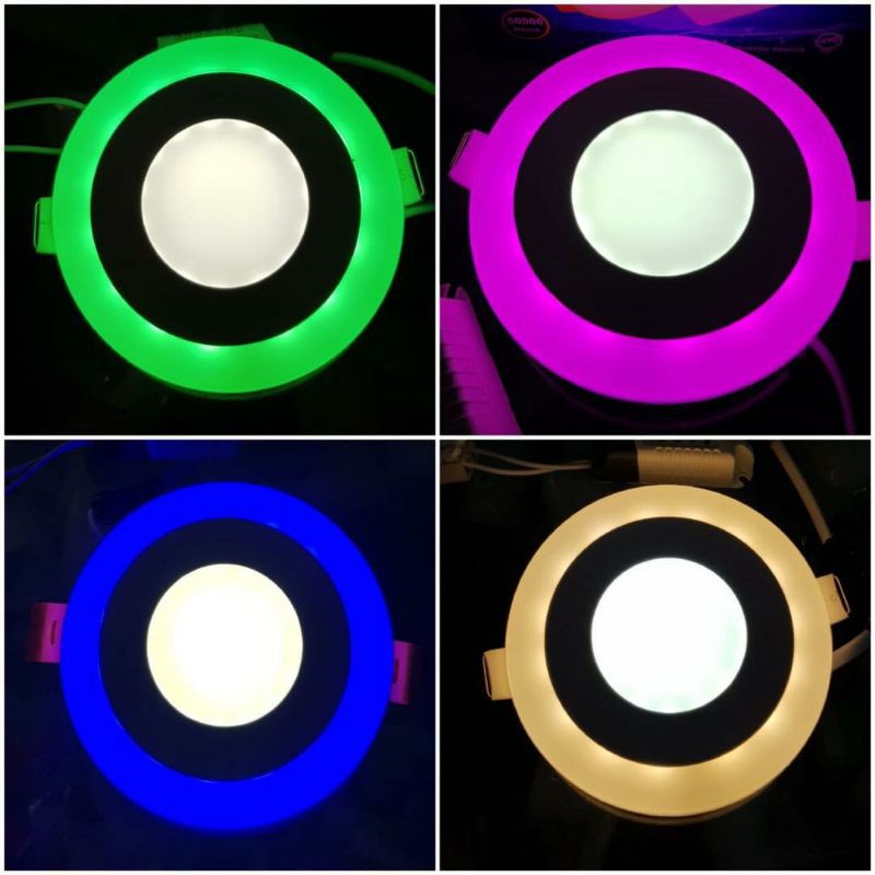 Downlight LED Inbow Merk Waseo, Kentlite &amp; Volto Bulat 2 Warna 3W+3W Putih-Hijau,Putih-Pink,Putih-Biru,Putih-Kuning.