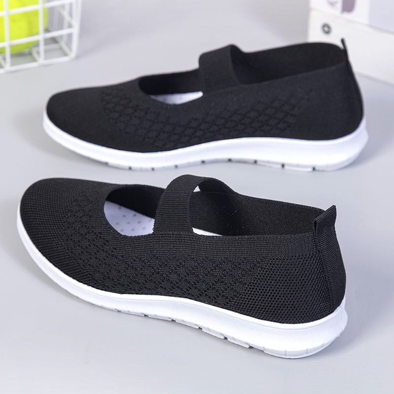 （COD）Batavia Sepatu Sepatu Slip On Wanita/ Sepatu Flyknit Shoes Wanita/ Women Shoes rajut empuk anti-slip anti-aus wanita A136 A6 A26-7