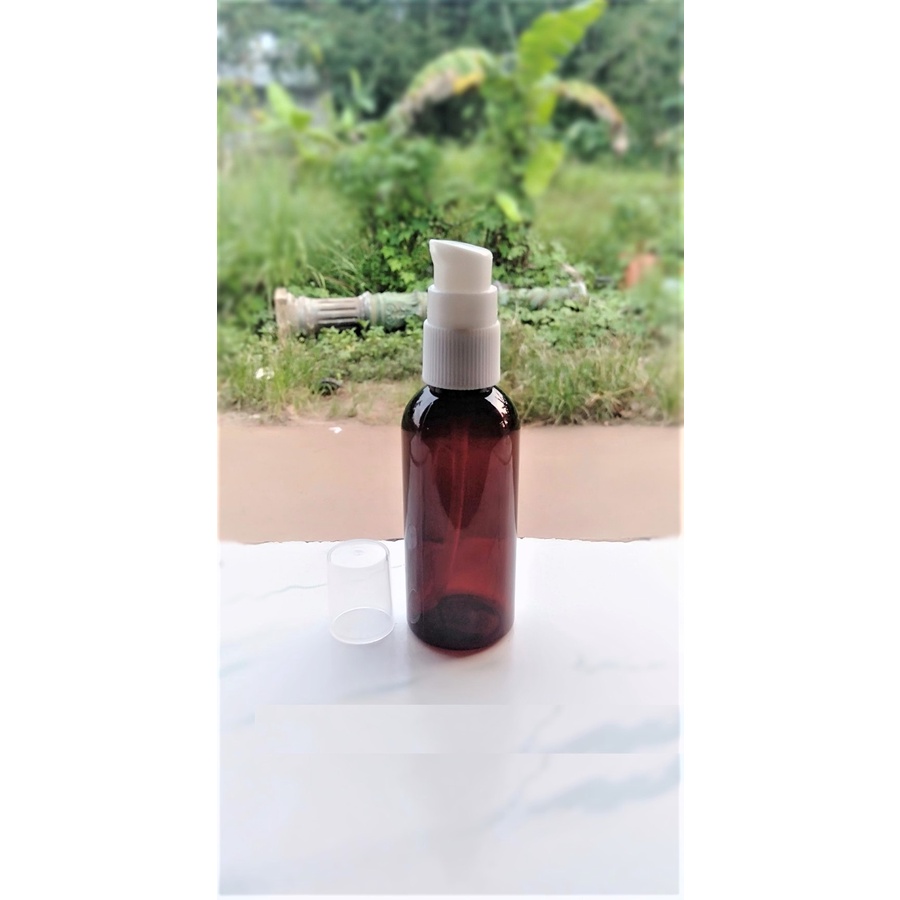 BOTOL PLASTIK 60ML AMBER PUMP TREATMENT N18 / BOTOL TREATMENT 60ML CLEAR BOTOL ISI ULANG