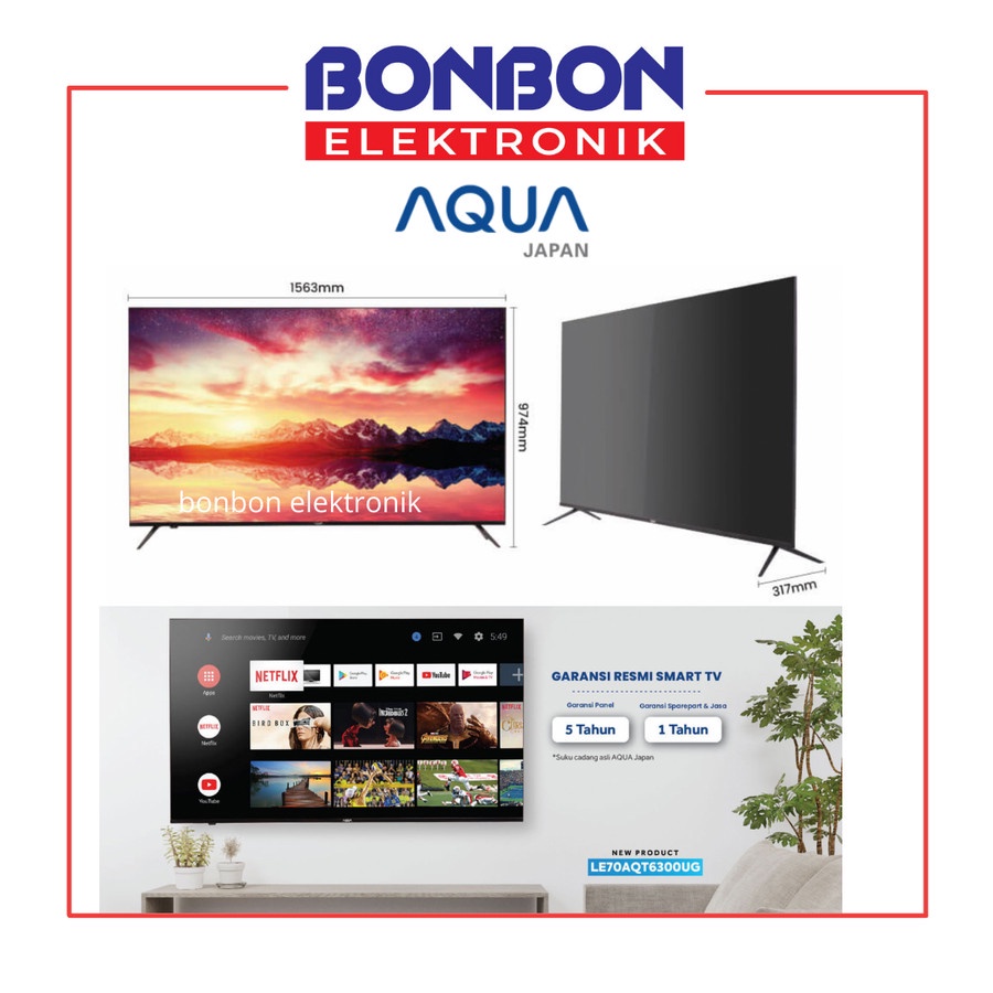 AQUA LED Smart Android TV 70 Inch LE70AQT6300UG SUPER SIZE LE 70AQT6300UG