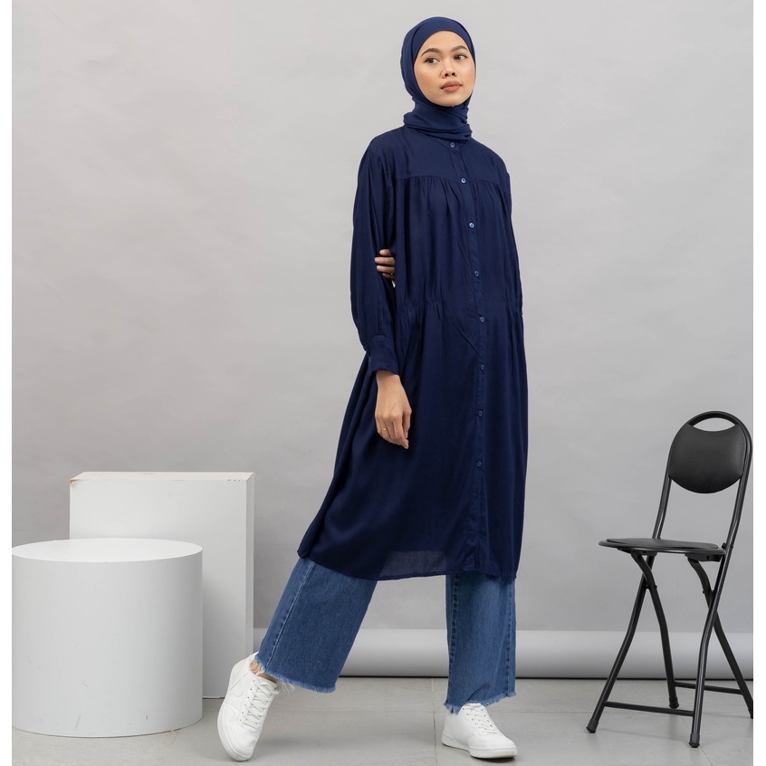 MIDI DRESS TUNIK KERUT VALORAN RAYON PREMIUM B074 BTS CO