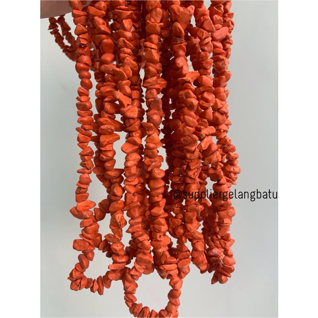kerikil Batu alam orange turquoise pirus oren 1cm phyrus howlite craft