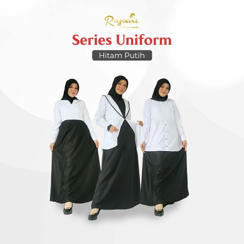COD Gamis kantor hitam putih/gamis kerja hitam putih/gamis PNS hitam putih|gamis Sidang ORI Riyani