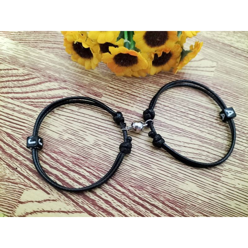 GELANG COUPLE MAGNET INISIAL HURUF | GELANG TALI MAGNETIC BRACELET PARACORD CUSTOM INISIAL | GELANG 