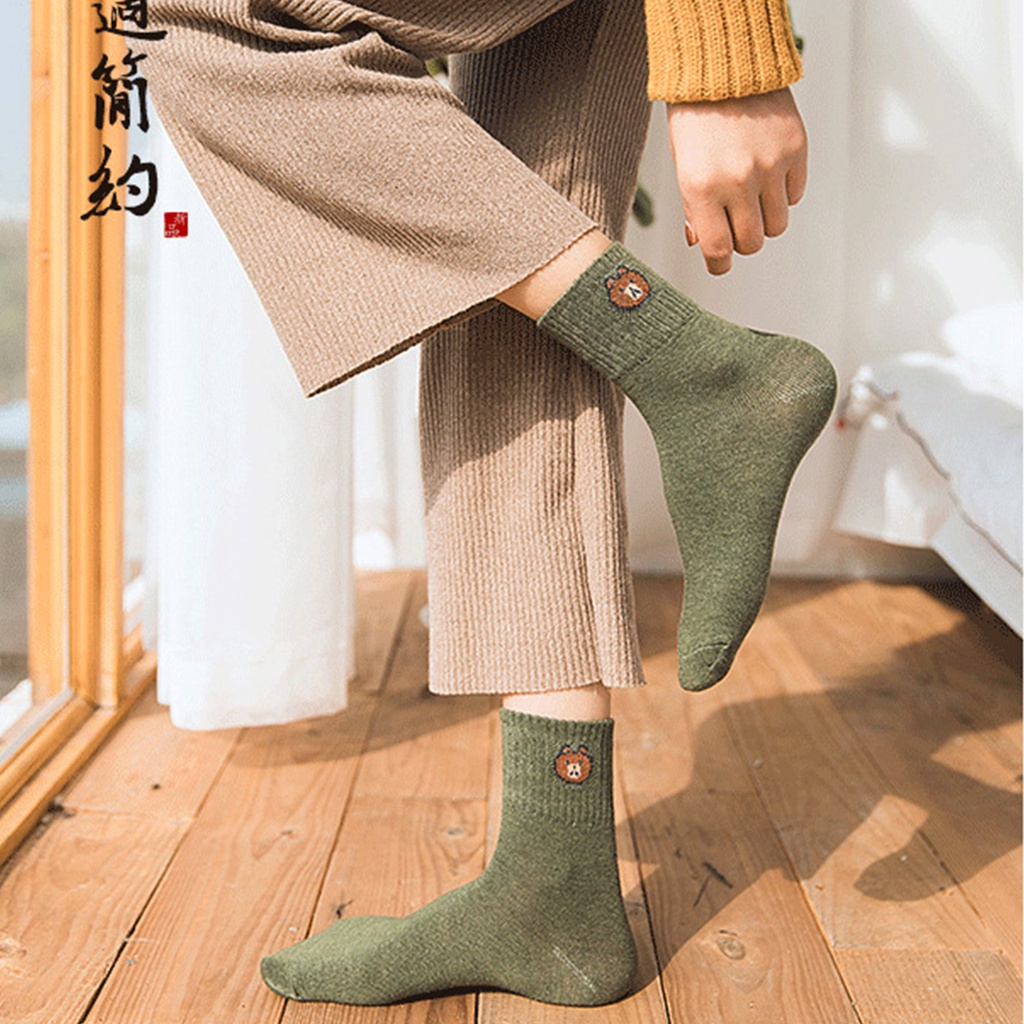 ⭐𝐈𝐇𝐒 𝟔𝟒𝟕⭐️Kaos Kaki Pria Wanita Motif Beruang Kaos Kaki Unisex Setinggi Betis Import-3