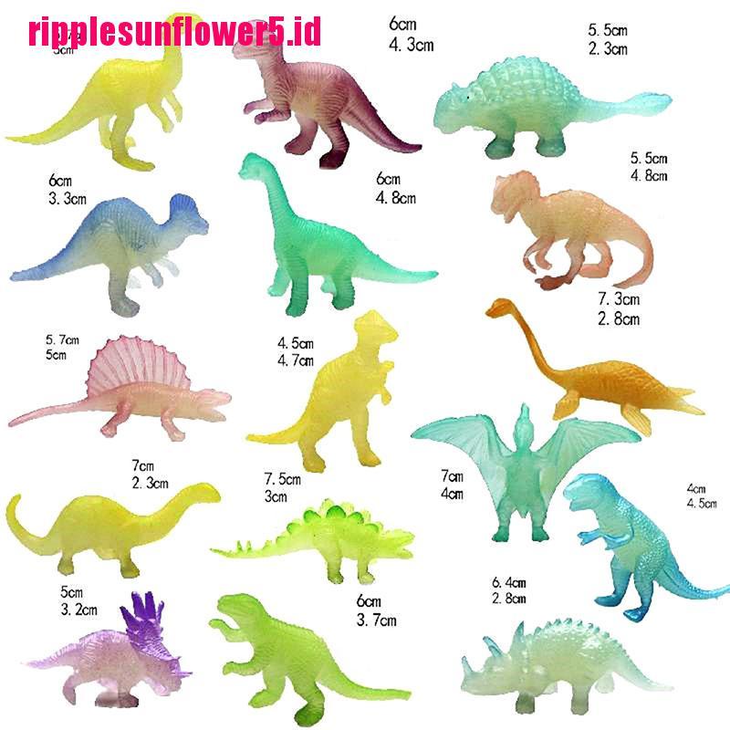 16pcs / set Mainan Dinosaurus Jurassic Noctilucent Glow In The Dark