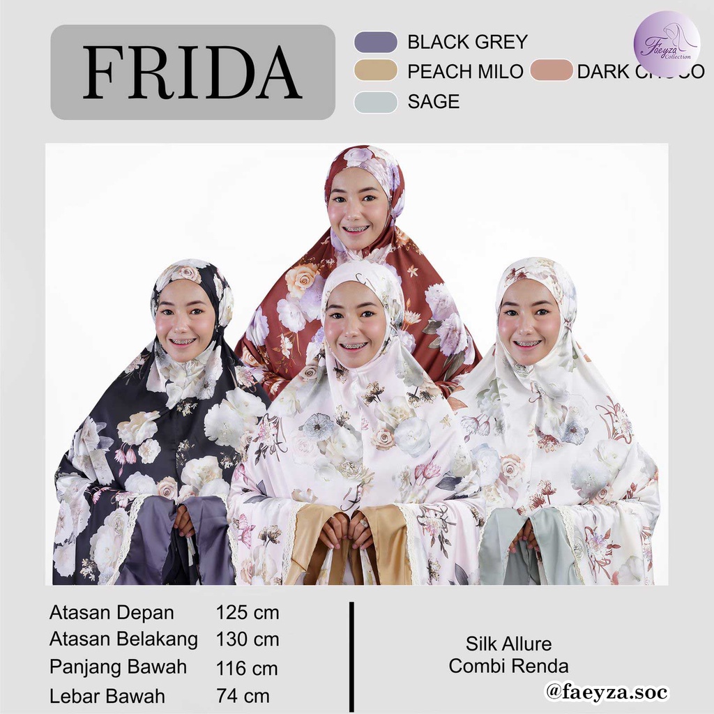 Mukena Frida / Alat Sholat / Alat Sholat Wanita / Perlengkapan Sholat / Mukena Silk Allure/ Mahar Ni