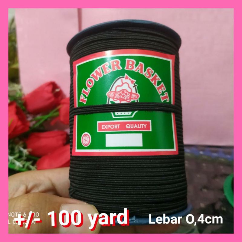 Partenzil Tali Karet Kolor Elastis Flower Basket Hitam Kecil 0,4Mm 100Yard