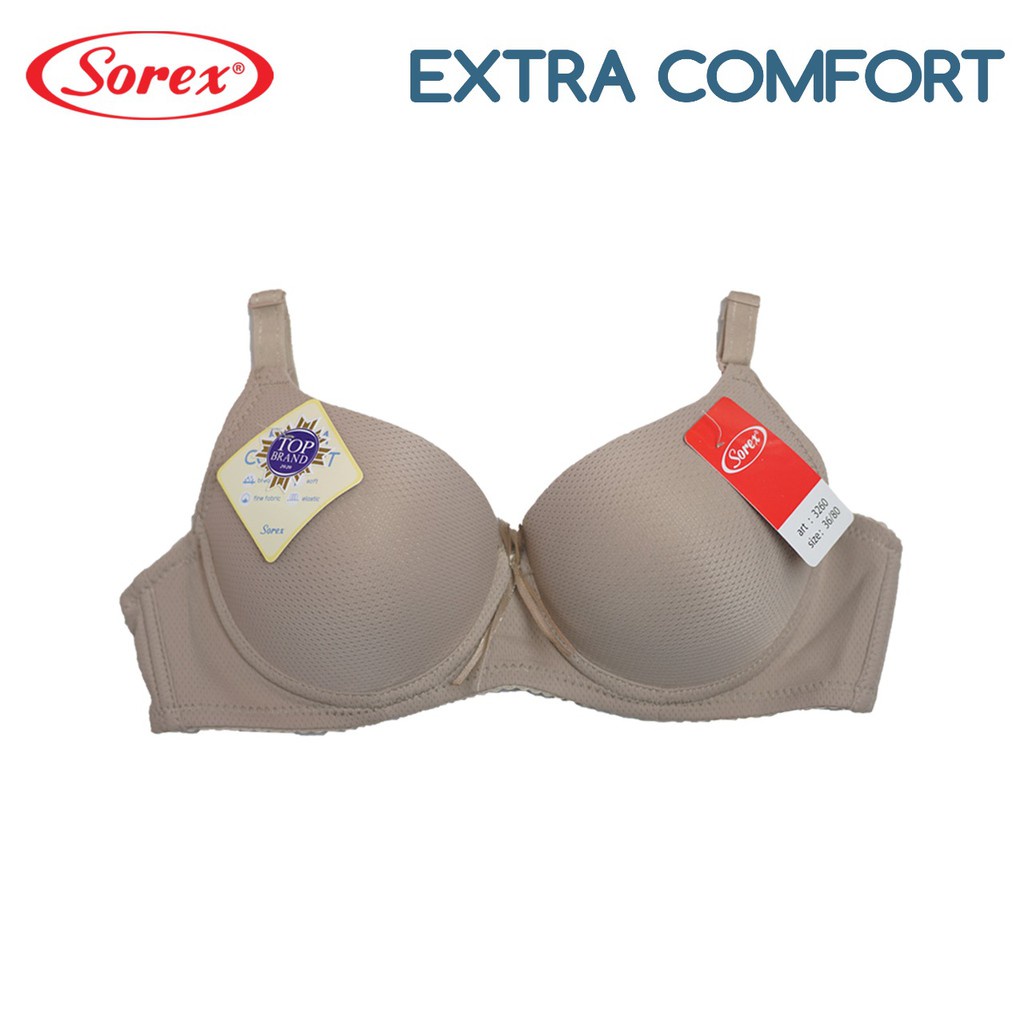 Sorex Bra 3260 | BH Pori Busa Kawat Setara Cup B Wanita Dewasa | Kancing 2 Kait Dua Perempuan Extra Comfort | Open | Pakaian Dalam Underwear