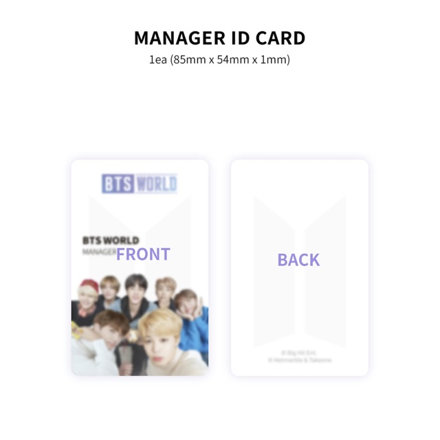 Manager ID Card BTS WORLD OST LIMITED EDITION PACKAGE