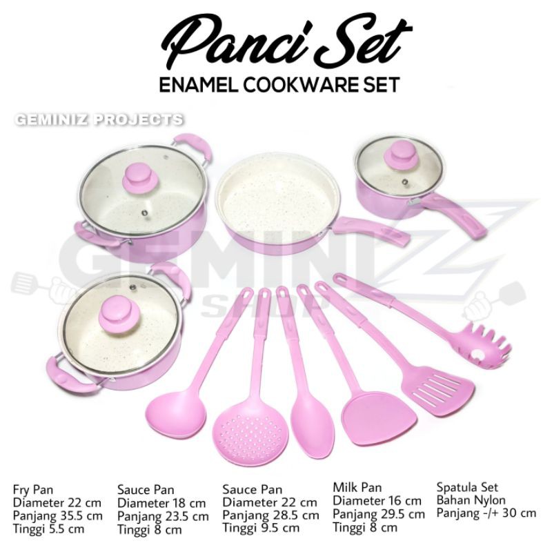 Panci Set Enamel Cookware Set 13pc