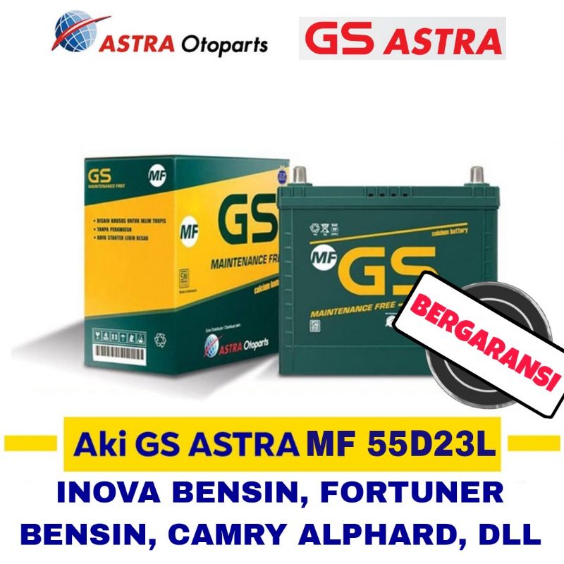 Aki Mobil GS Astra 55D23L Aki Kering untuk Mobil Innova Bensin Matic, Fortuner bensin, Camry, Alphar
